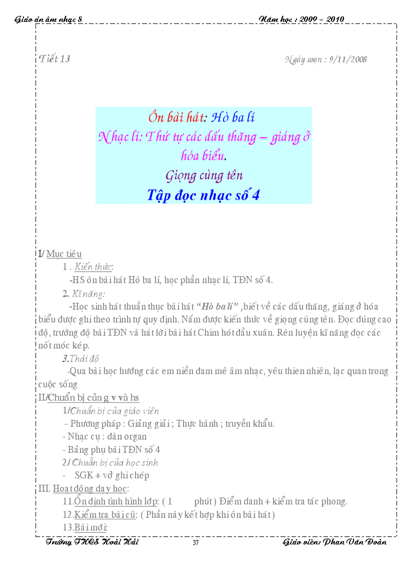 image for page Giáo án nhạc 8 T1 T13