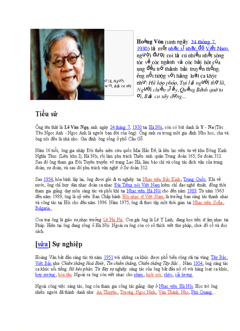 image for page Giới thiệu nhạc sĩ Hoàng vân