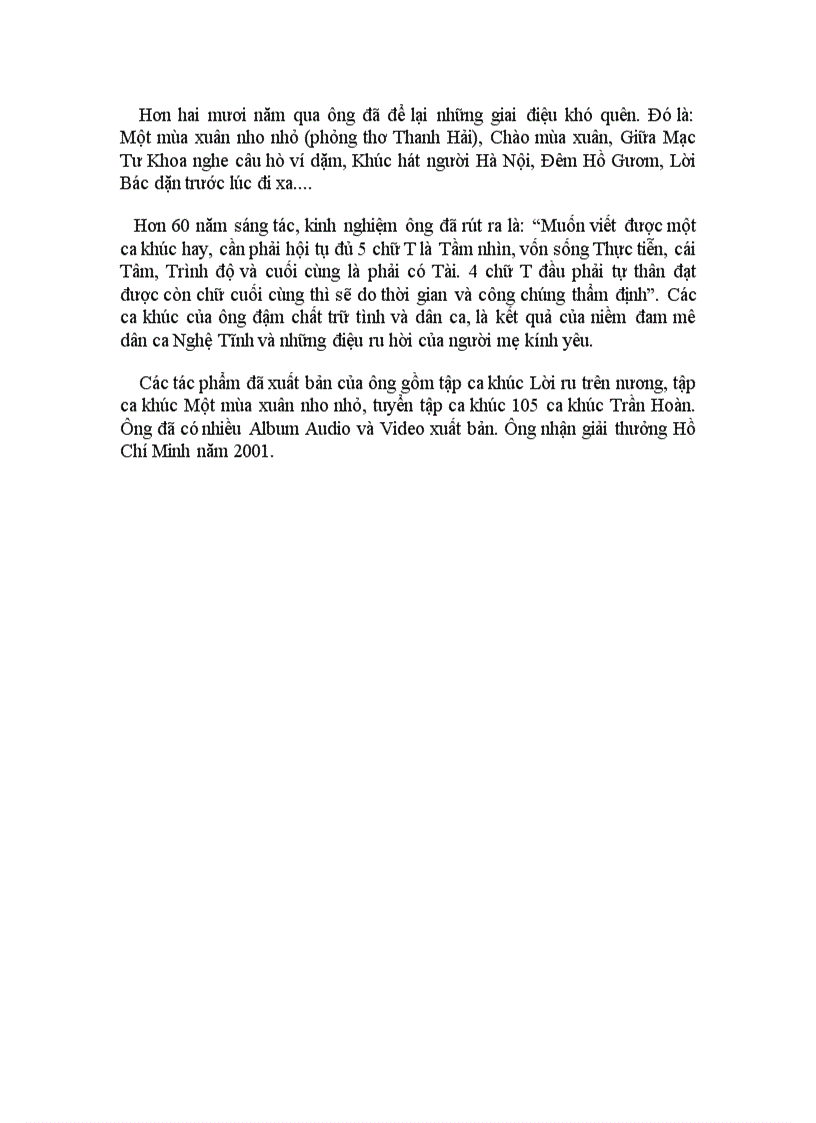 image for page Giới thiệu nhạc sĩ Trần Hoàn