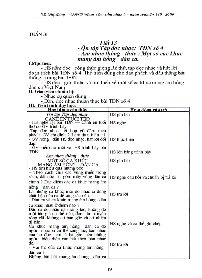 image for page Giáo án Âm nhạc 9 1