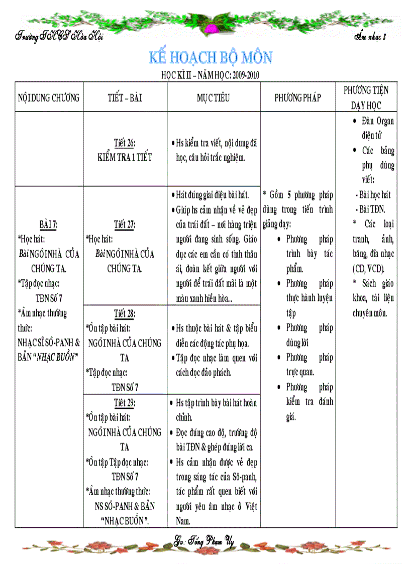 image for page Kế hoạch bộ môn âm nhạc 8