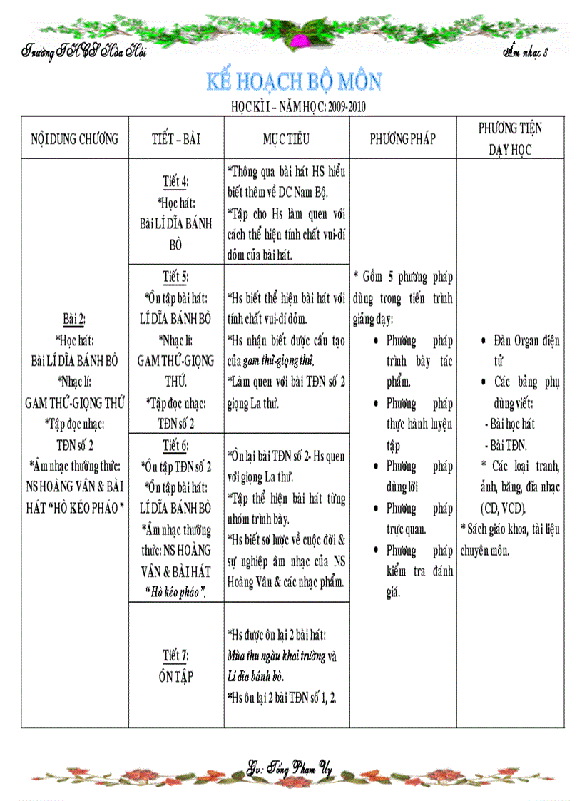 image for page Kế hoạch bộ môn âm nhạc 8