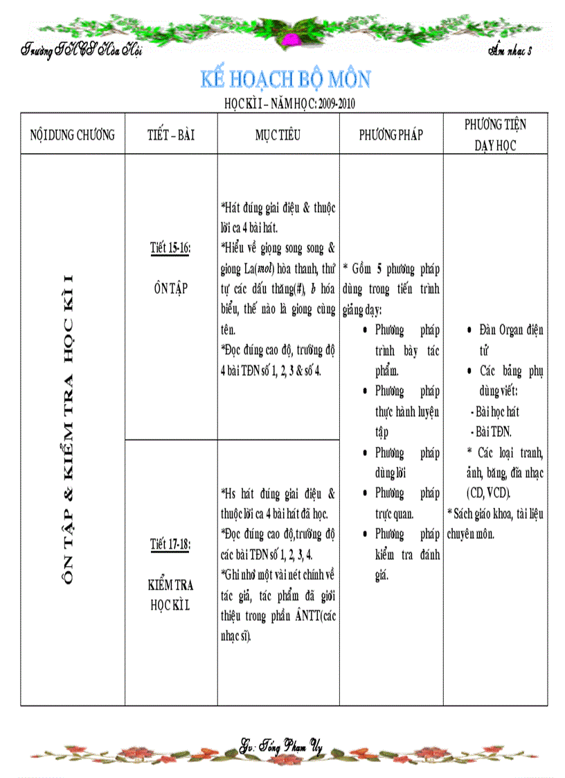 image for page Kế hoạch bộ môn âm nhạc 8