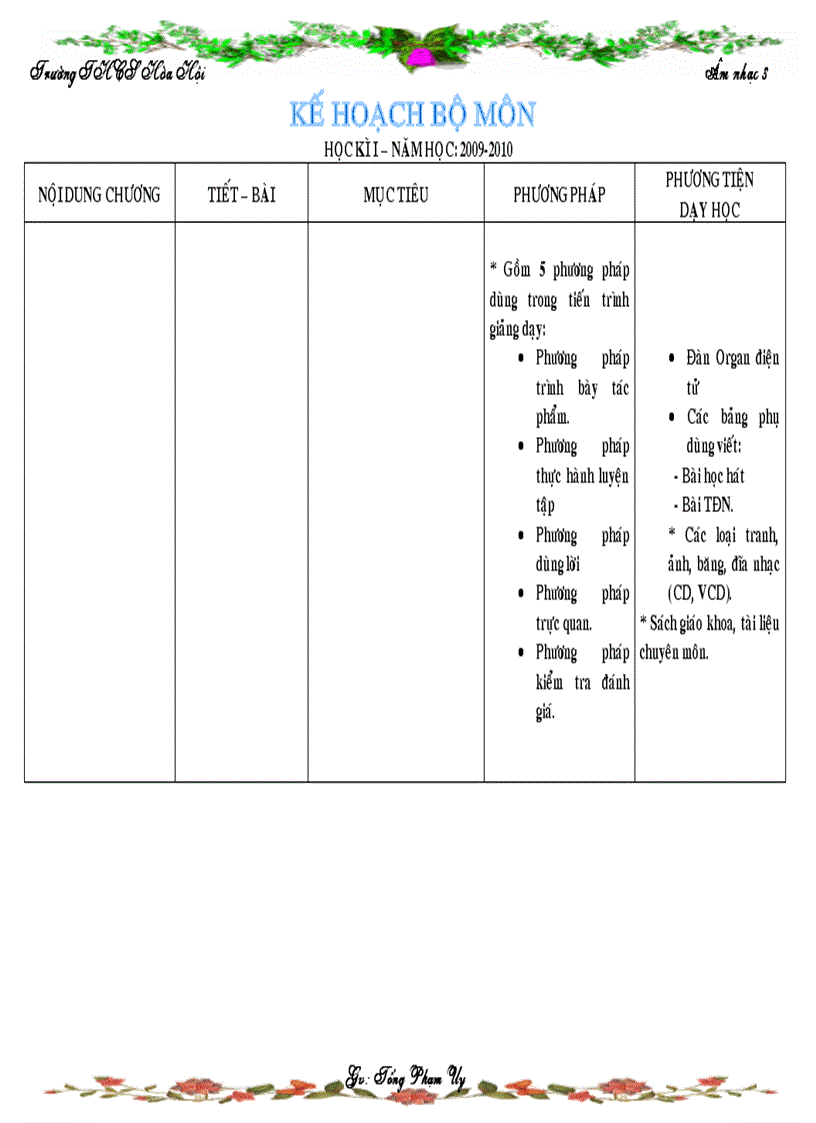 image for page Kế hoạch bộ môn âm nhạc 8