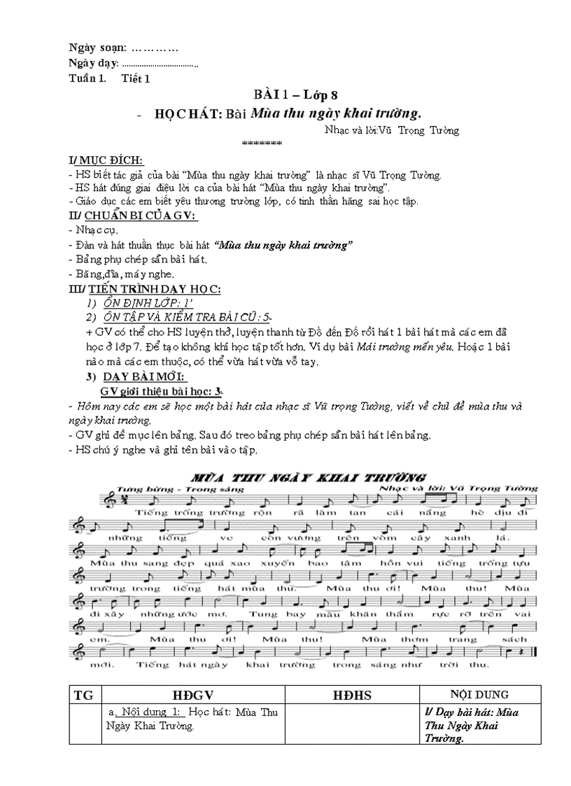 image for page Nhạc lớp 8 tiết 1