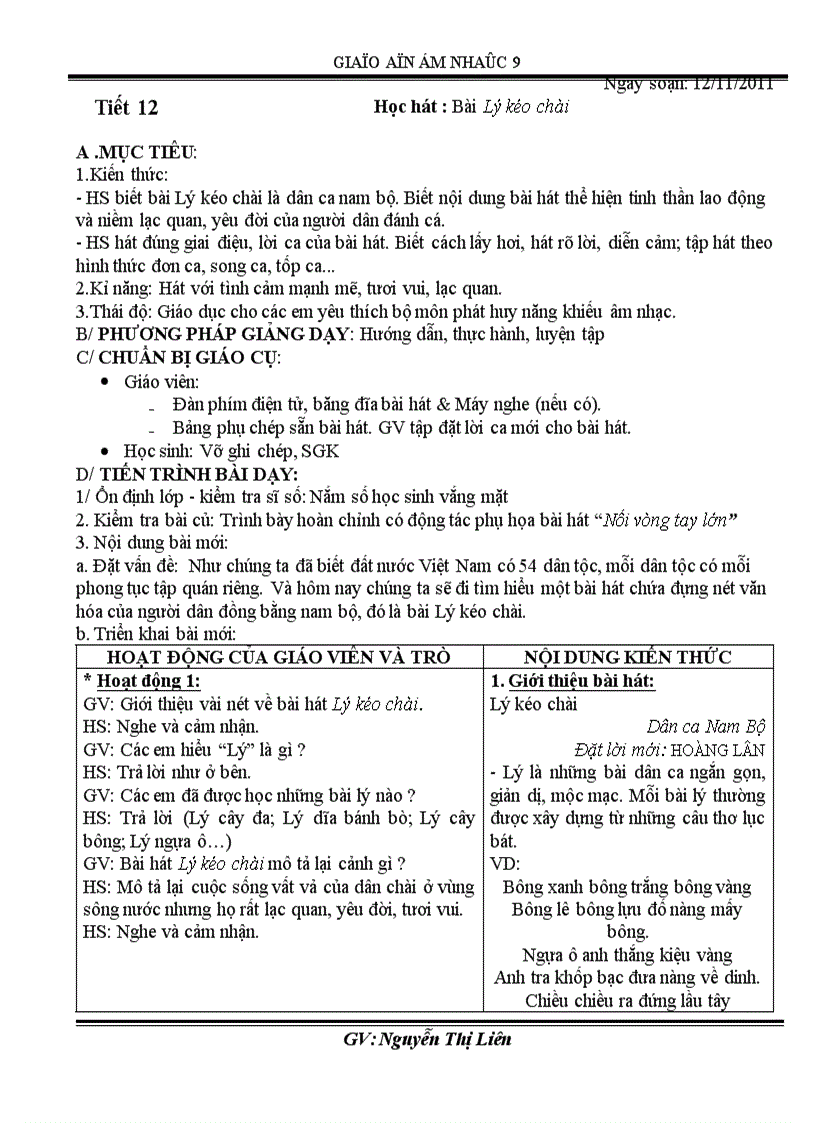 image for page Am nhac 9 theo chuan theo PPCT 2011 2012 tiet 1 19