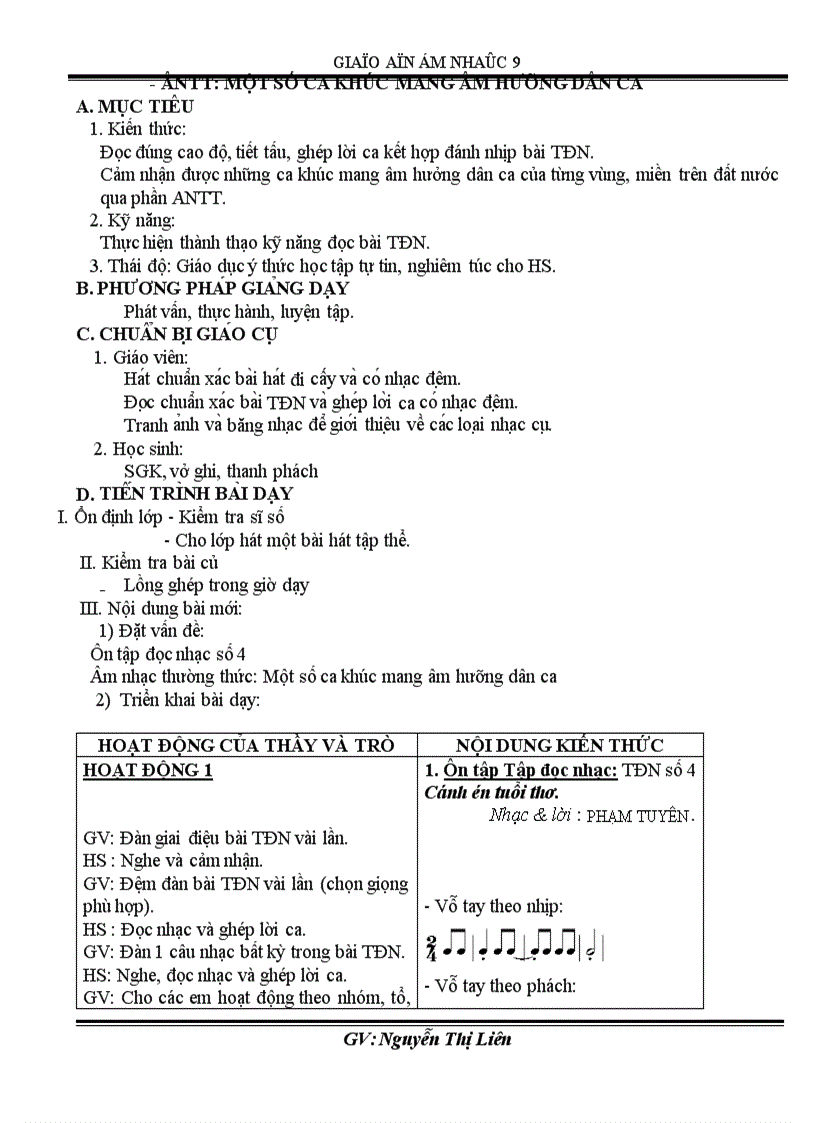 image for page Am nhac 9 theo chuan theo PPCT 2011 2012 tiet 1 19