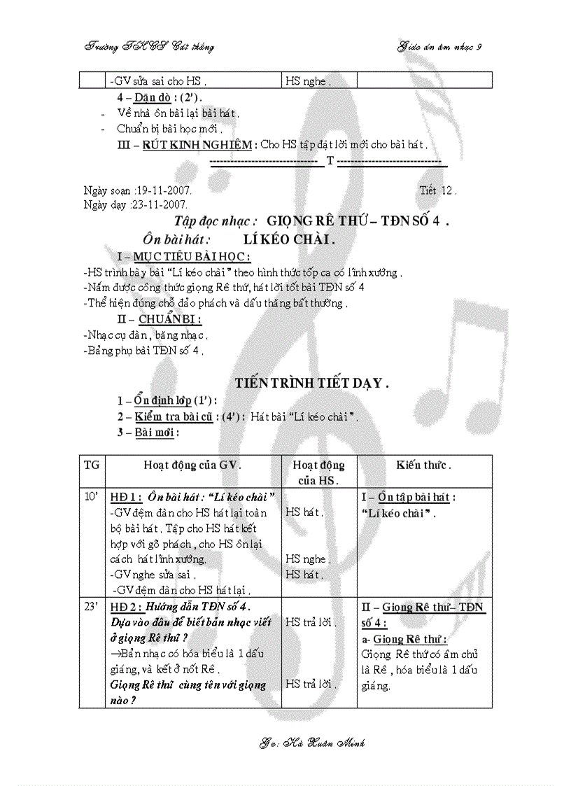 image for page Bộ giáo án âm nhạc 9 4 cột