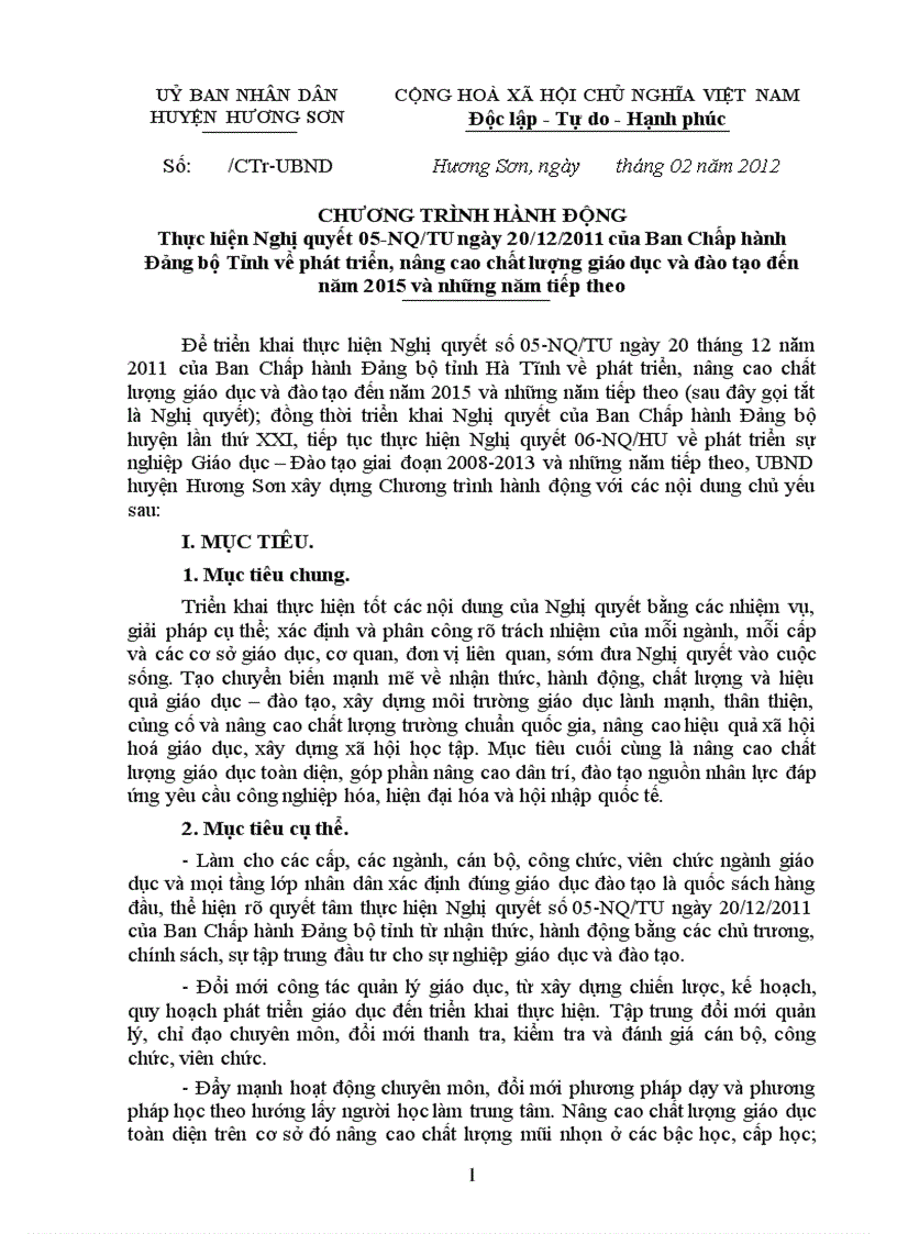image for page Chuong trinh hanh dong NQ05 cua huyen uy Huong Son