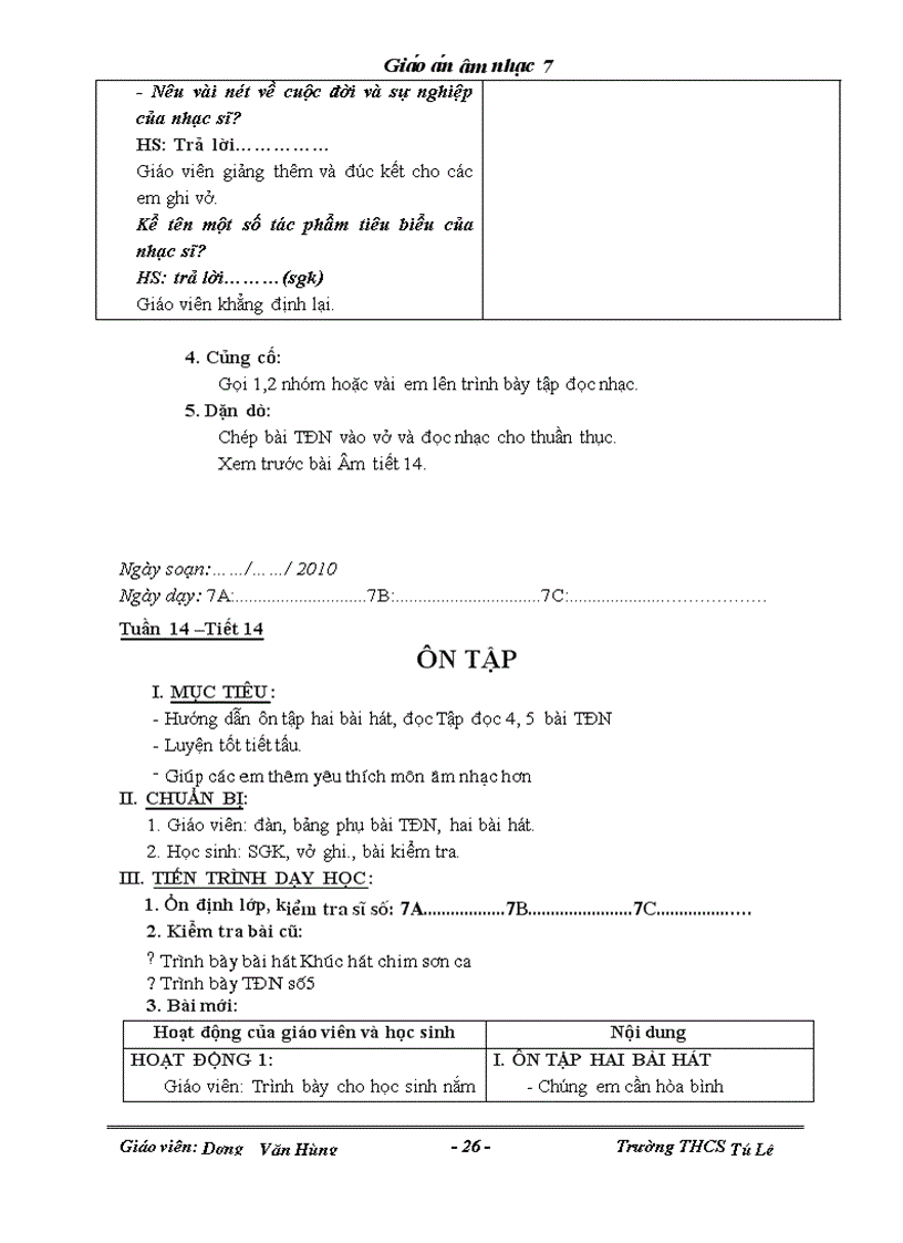 image for page Giáo án âm nhạc 7