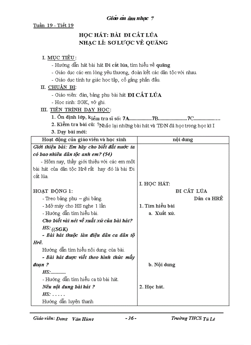 image for page Giáo án âm nhạc 7