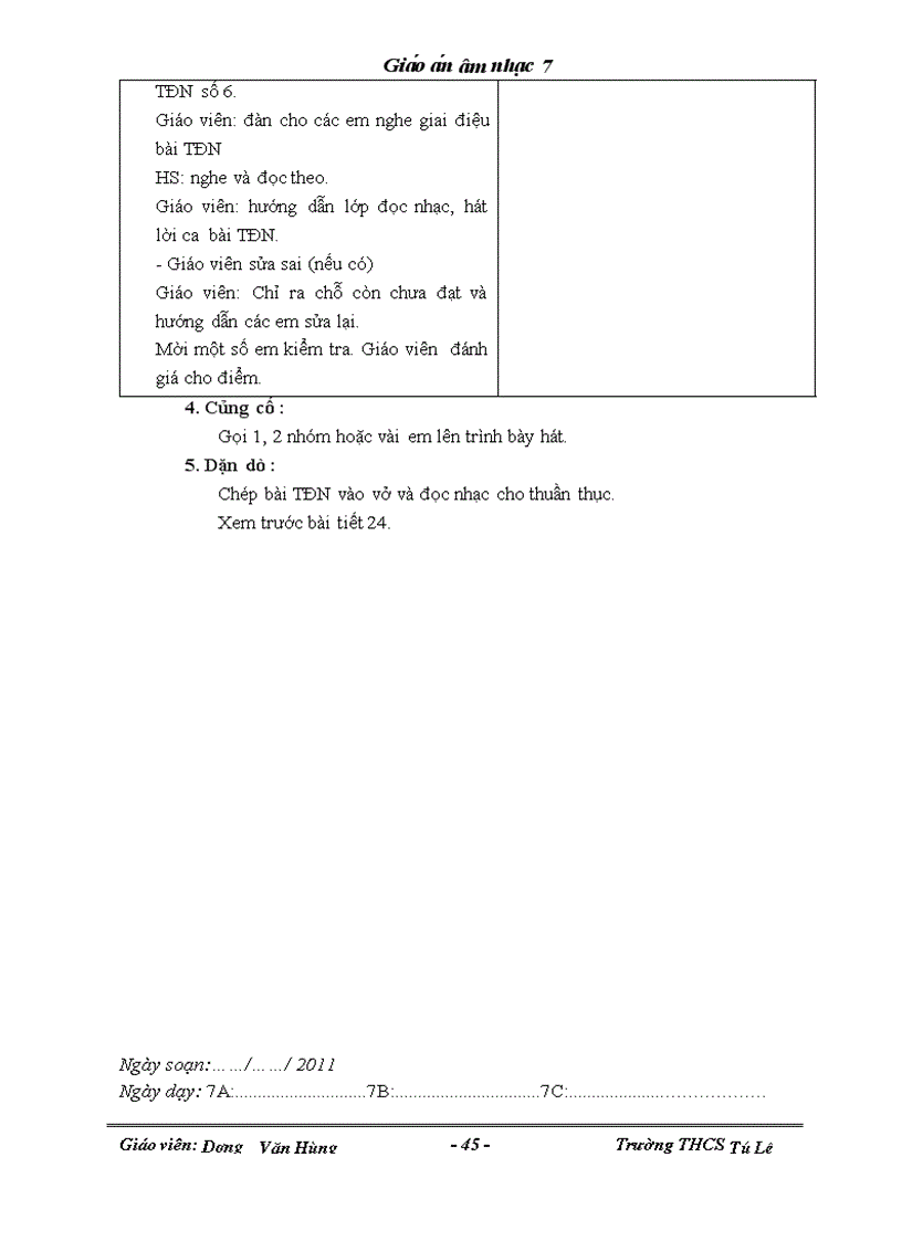 image for page Giáo án âm nhạc 7