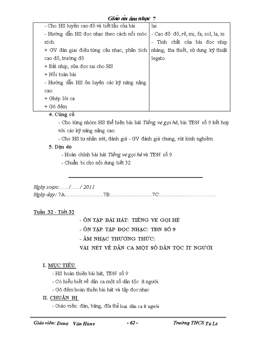 image for page Giáo án âm nhạc 7