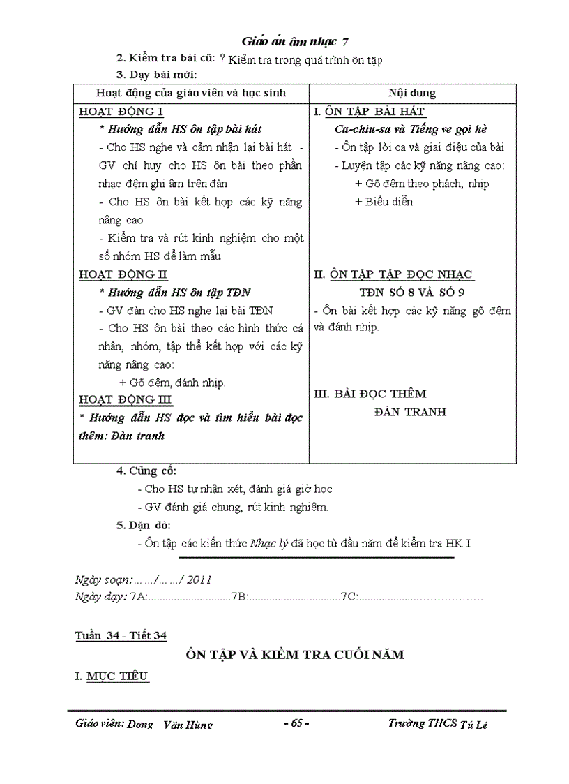 image for page Giáo án âm nhạc 7