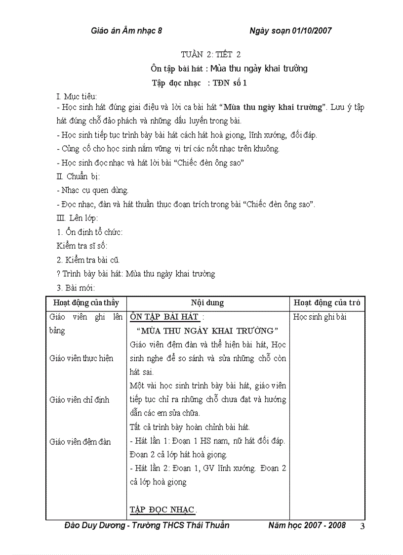 image for page Giáo án âm nhạc 8