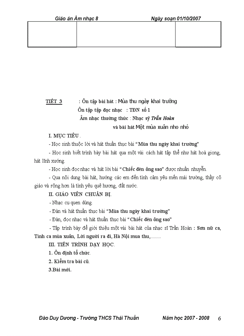 image for page Giáo án âm nhạc 8