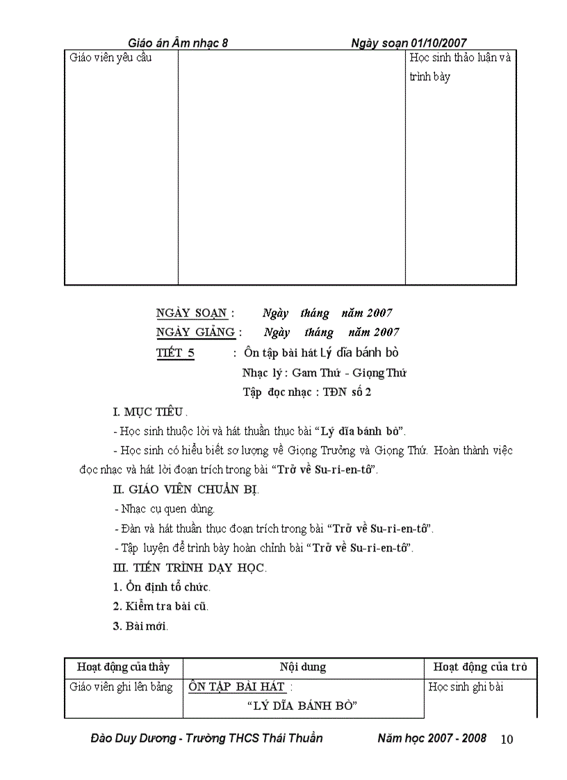 image for page Giáo án âm nhạc 8