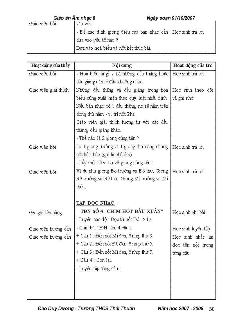 image for page Giáo án âm nhạc 8