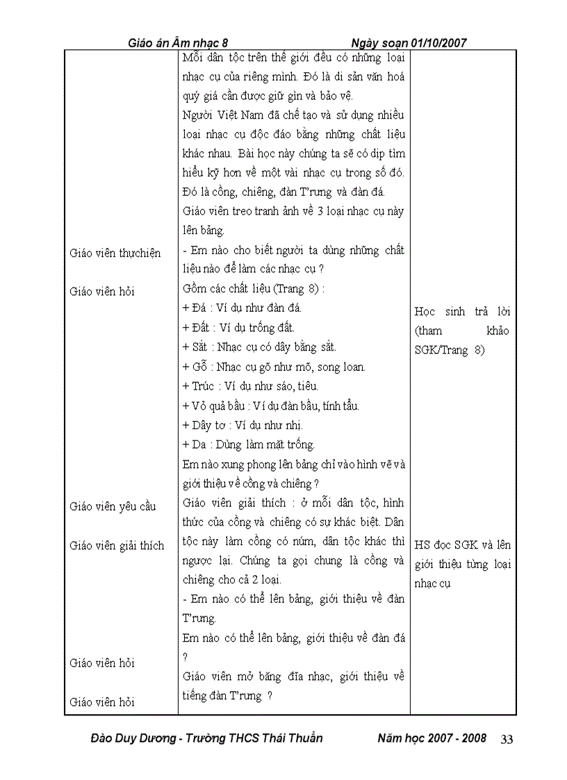 image for page Giáo án âm nhạc 8