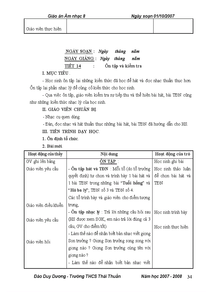 image for page Giáo án âm nhạc 8