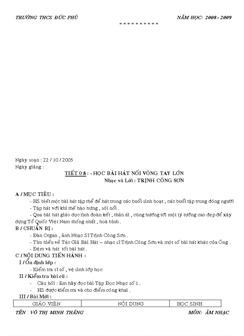 image for page Giáo án âm nhạc 9 2009