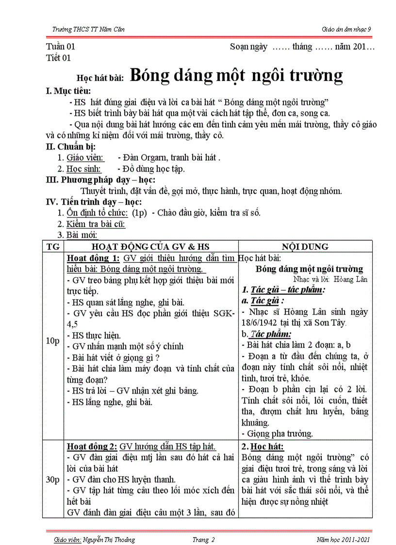 image for page Giáo án âm nhạc 9 trọn bộ CT giảm tải