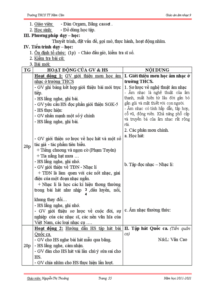 image for page Giáo án âm nhạc 9 trọn bộ CT giảm tải
