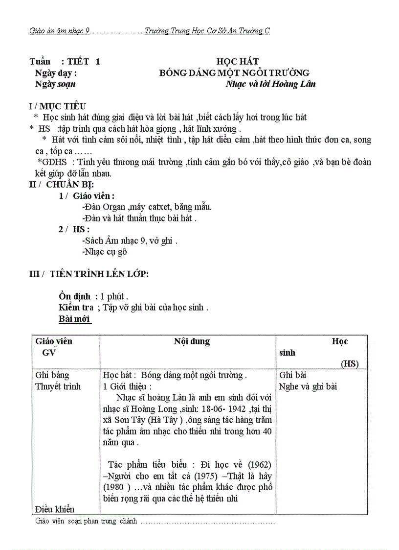image for page Giáo án chuẩn kiến thức âm nhạc 9