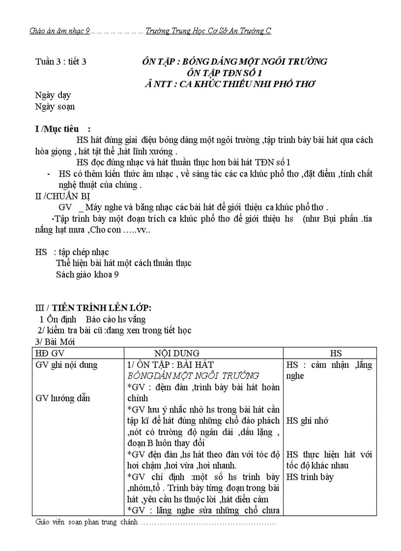 image for page Giáo án chuẩn kiến thức âm nhạc 9