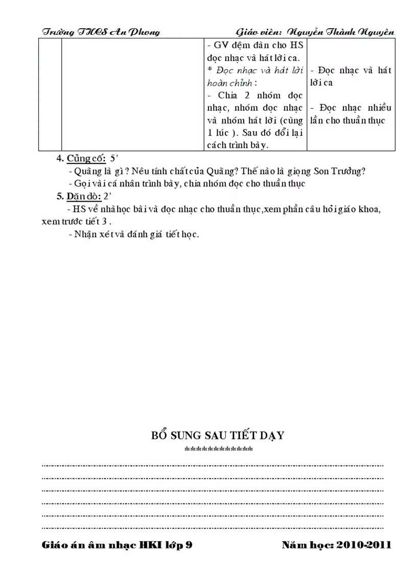 image for page Giáo án nhạc 4 cột lớp 9 HKI