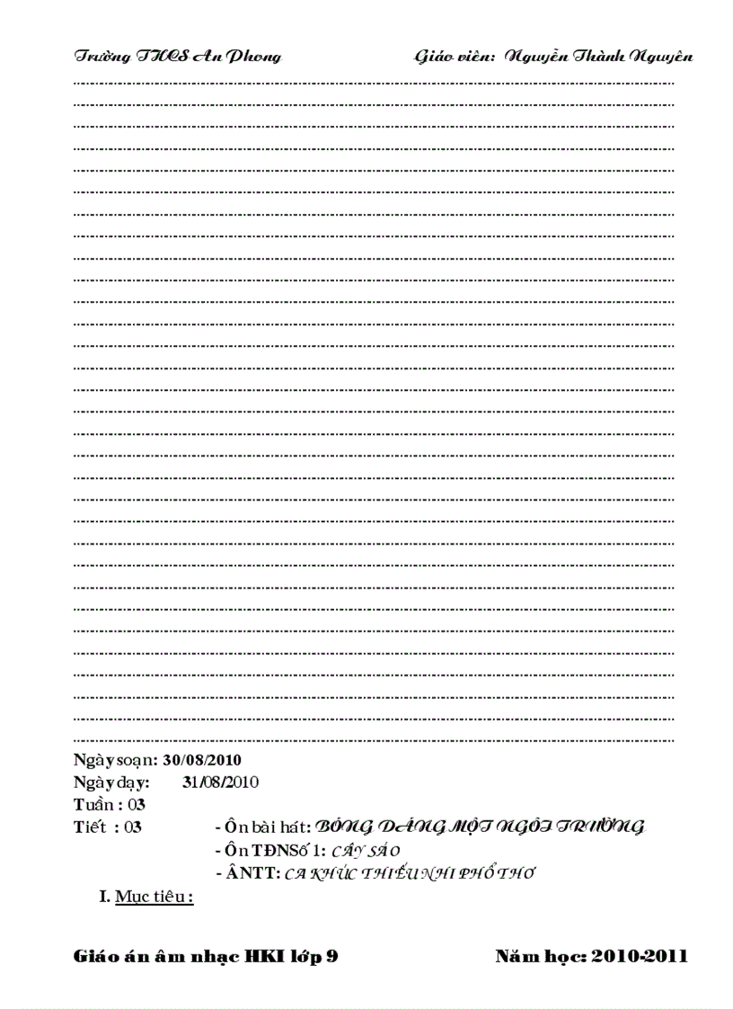 image for page Giáo án nhạc 4 cột lớp 9 HKI