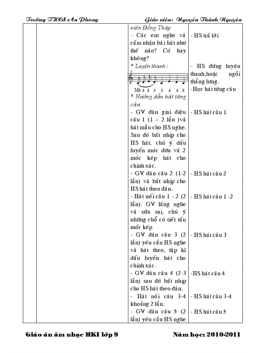 image for page Giáo án nhạc 4 cột lớp 9 HKI