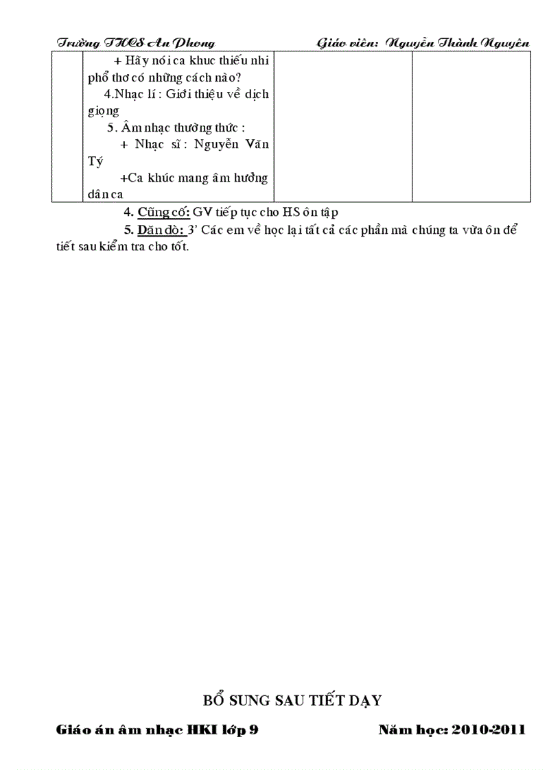 image for page Giáo án nhạc 4 cột lớp 9 HKI