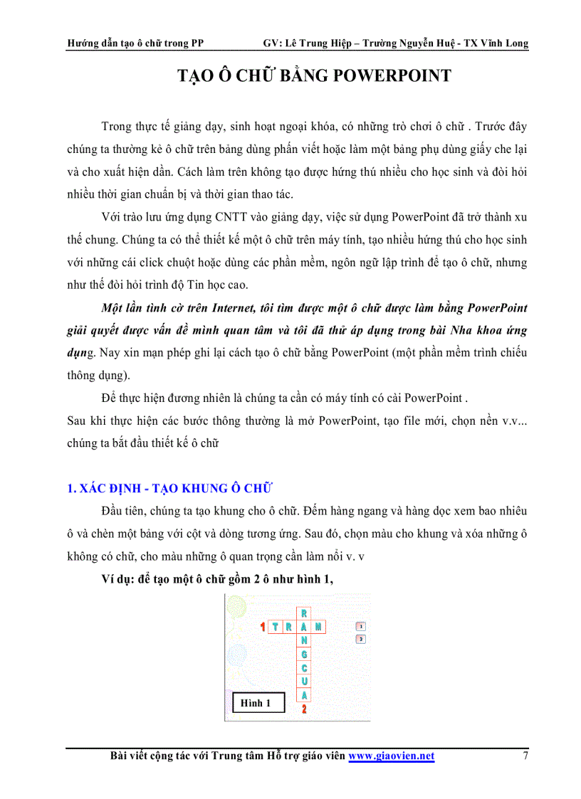 image for page Cách làm trò chơi ô chữ trên powerpoint