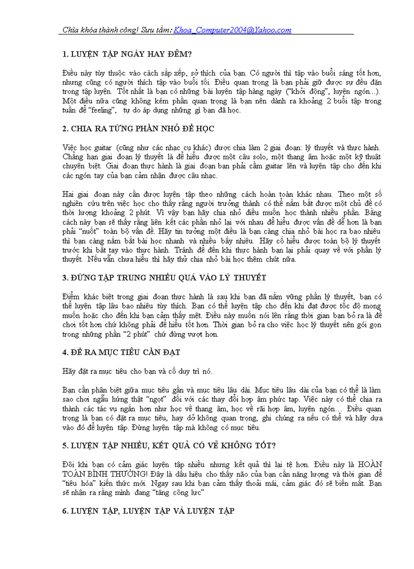 image for page Chìa khóa thành công khi học Guitar