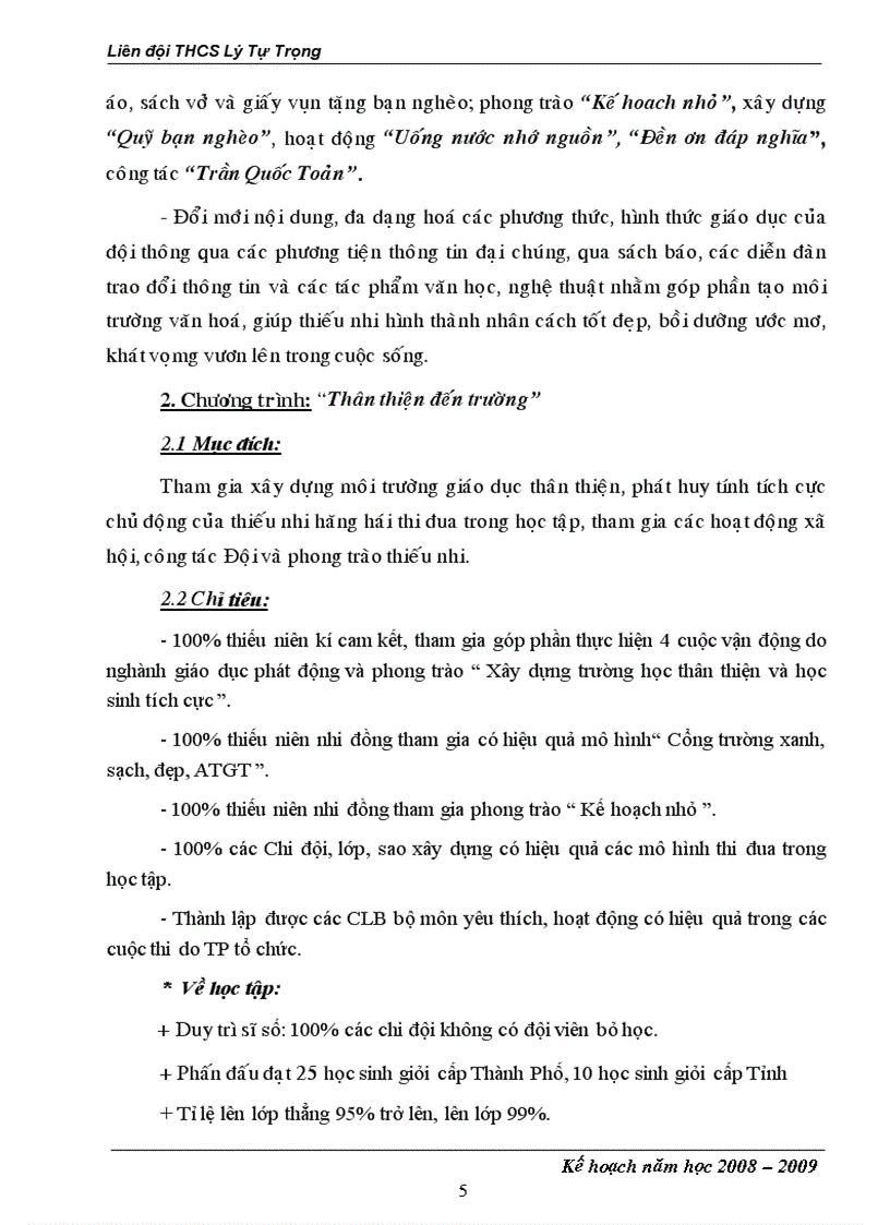 image for page Chương trình hoạt động đội 08 09