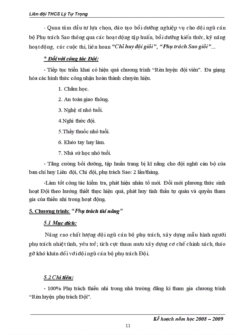 image for page Chương trình hoạt động đội 08 09