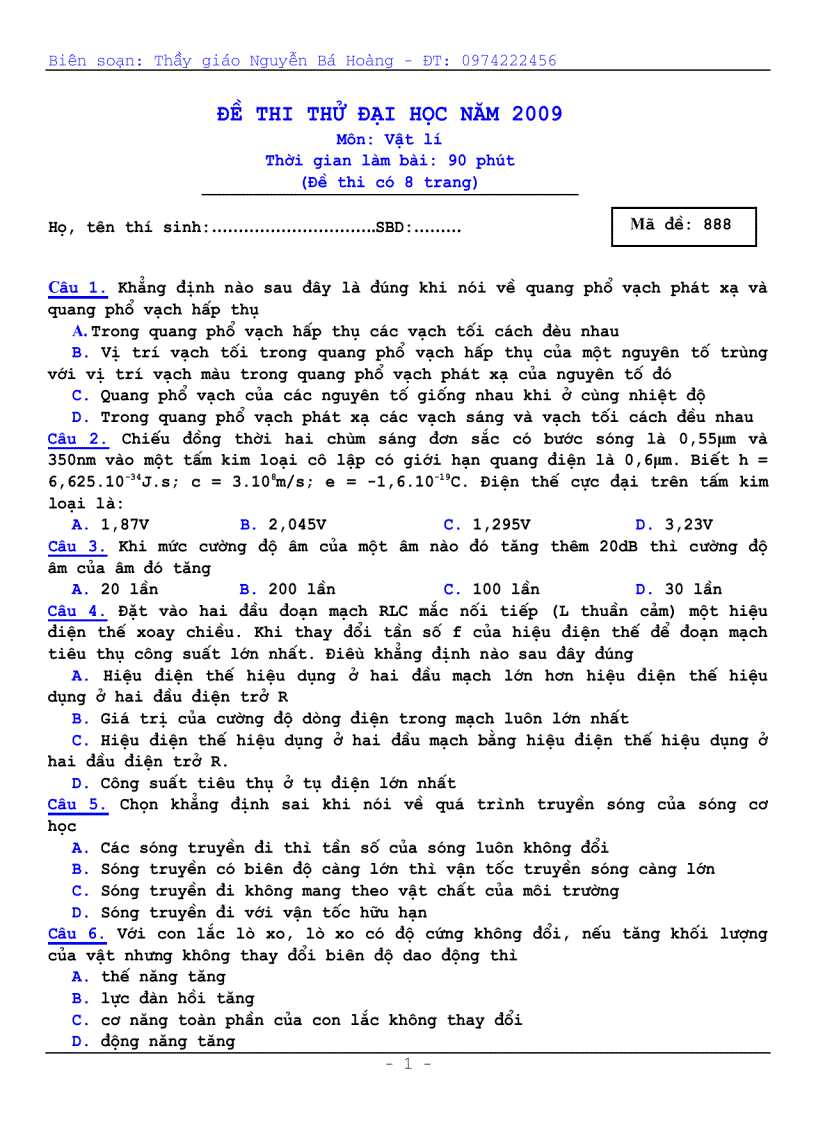 image for page Đề thi thu vat lí