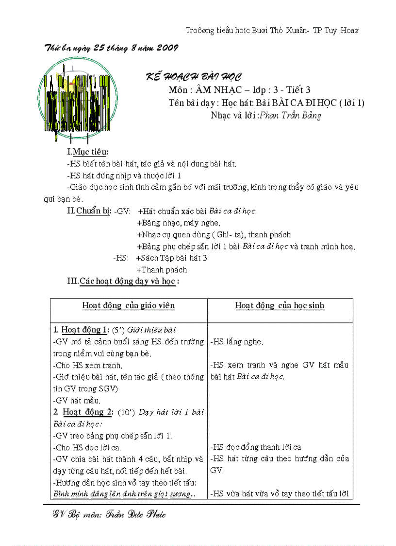 image for page Giáo án âm nhạc 3