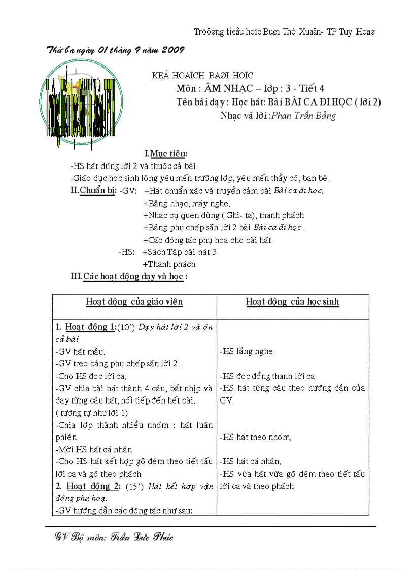 image for page Giáo án âm nhạc 3