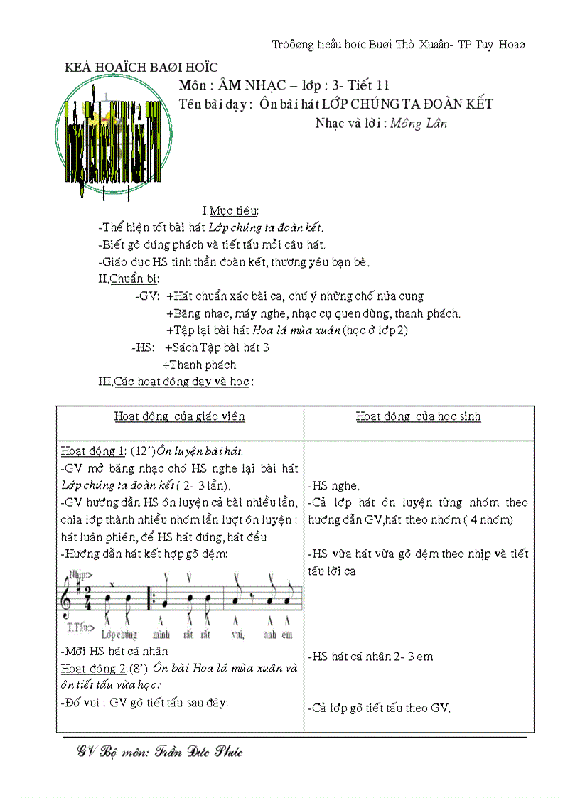 image for page Giáo án âm nhạc 3