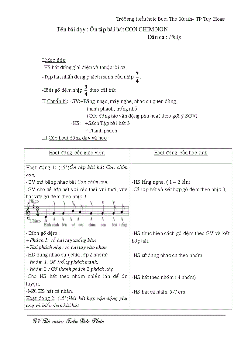 image for page Giáo án âm nhạc 3