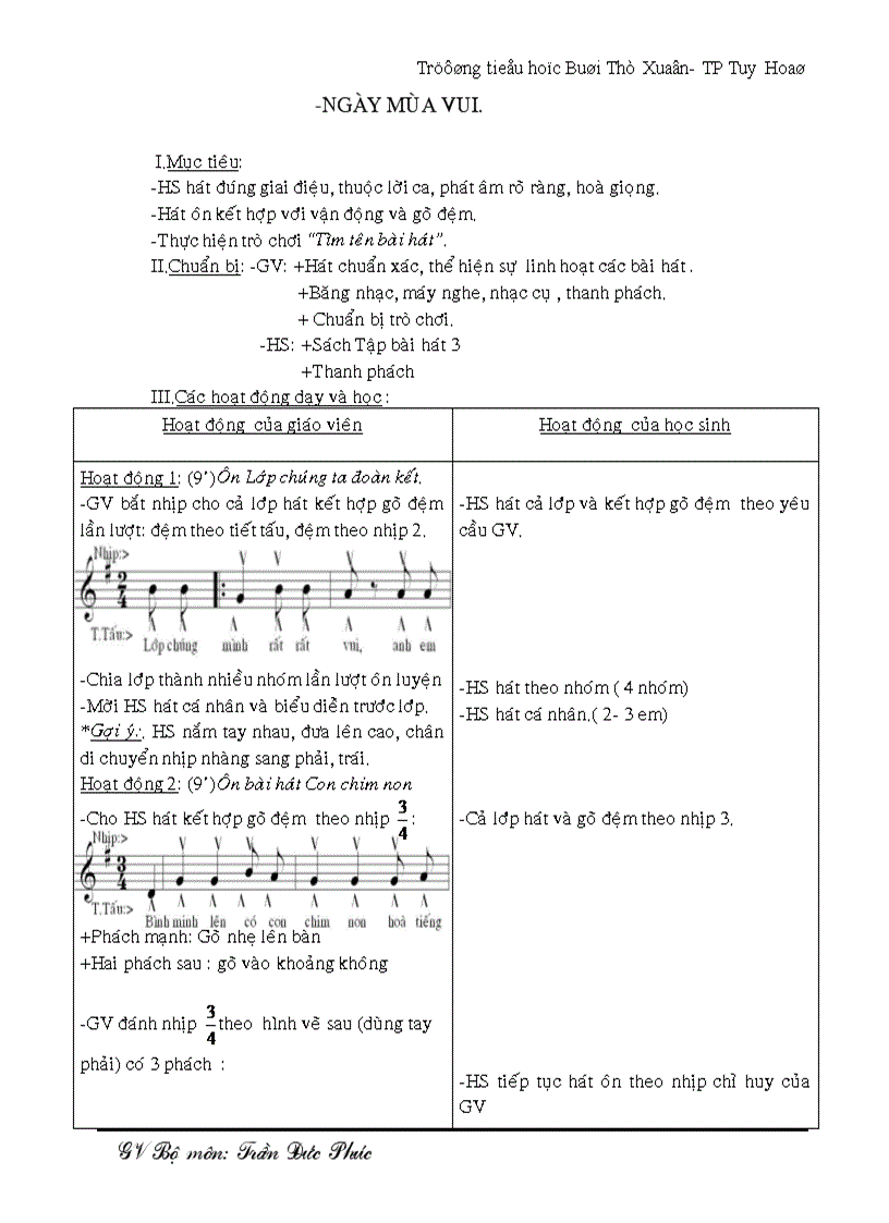 image for page Giáo án âm nhạc 3