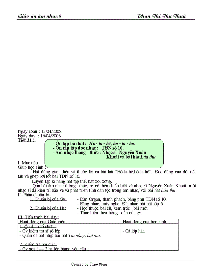 image for page Giáo án âm nhạc 6 Mới hay nhất đây