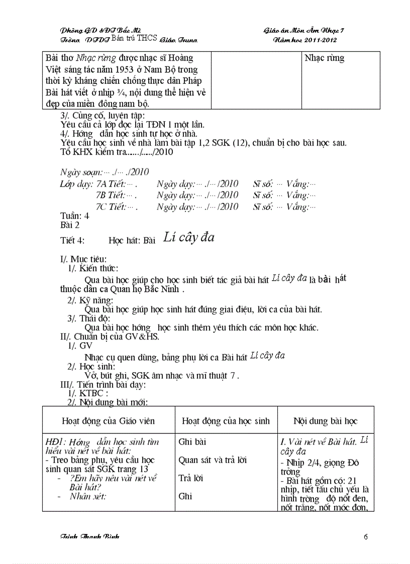 image for page Giáo án âm nhạc 6 7 8 9