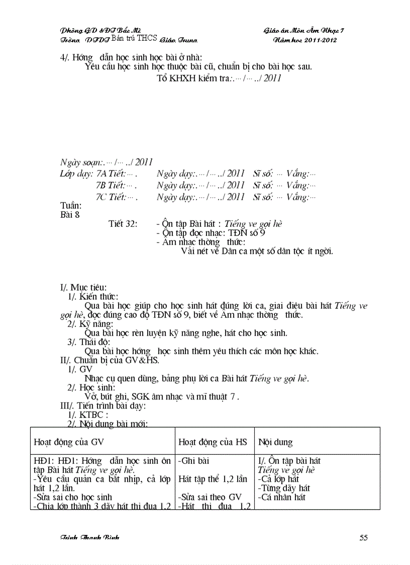 image for page Giáo án âm nhạc 6 7 8 9
