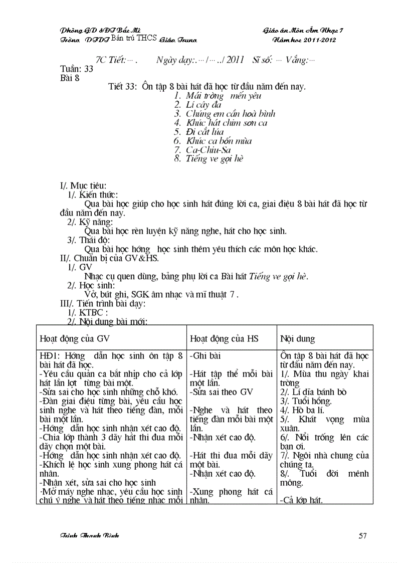 image for page Giáo án âm nhạc 6 7 8 9