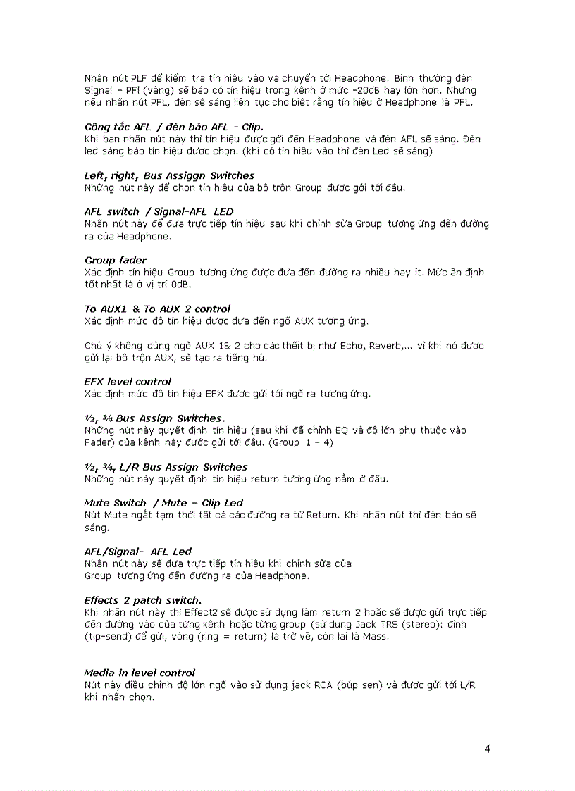 image for page Hướng dẫn sử dụng Mixer ANALOGE