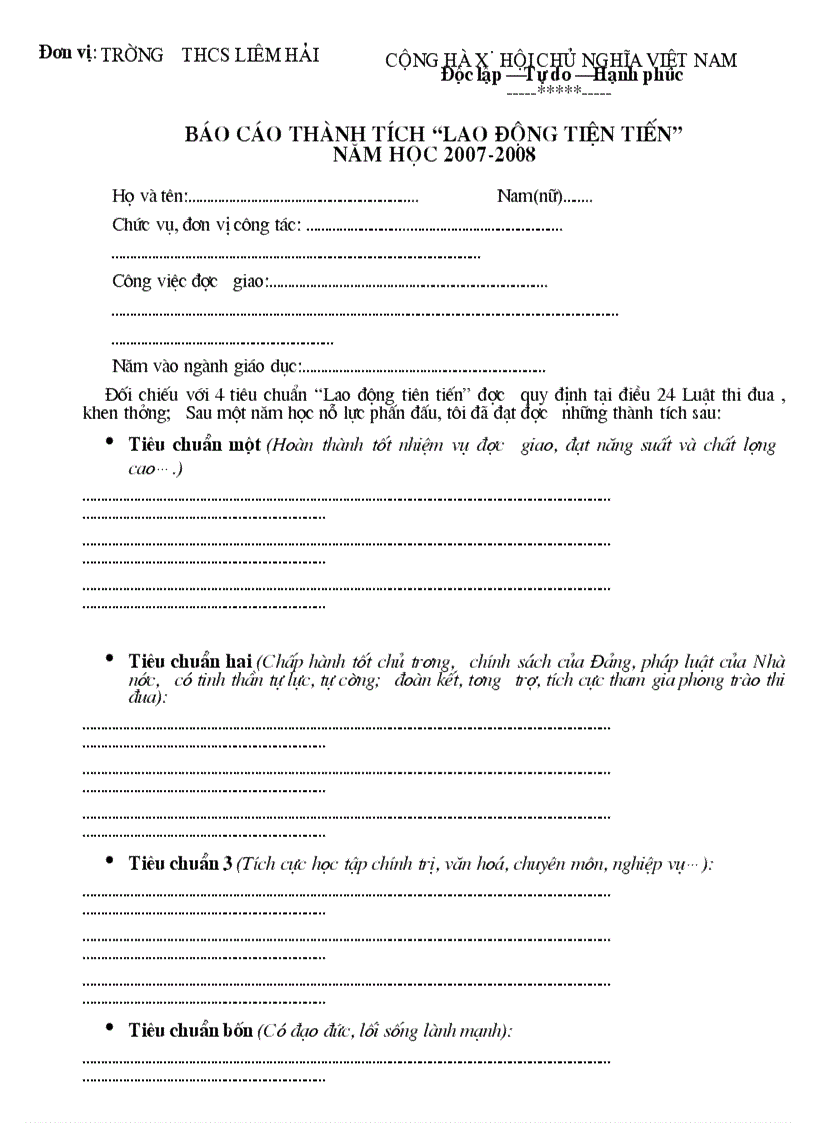 image for page Mẫu báo cáo GV lao động TTXS