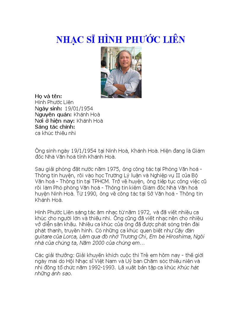 image for page Nhạc sĩ Hình Phước Liên